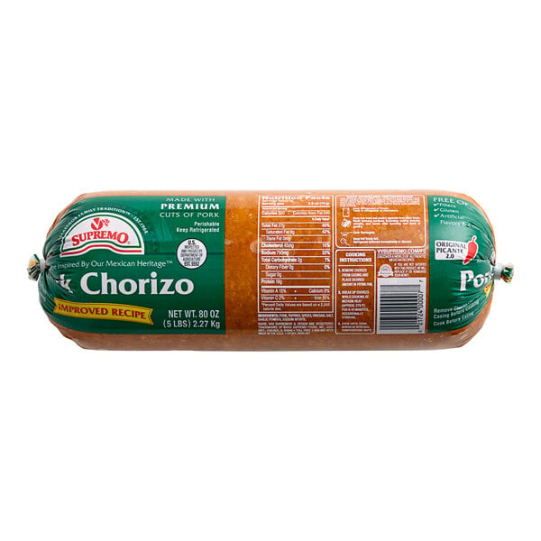 V&V Supremo Pork Chorizo Chub 5 lb. - 4/Case