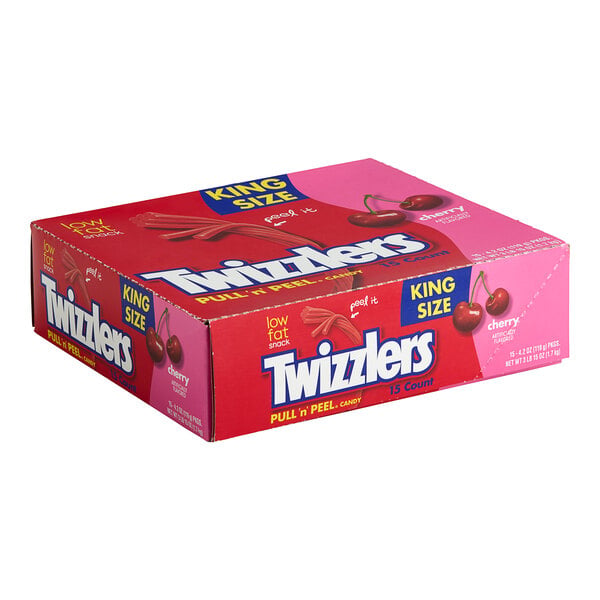 TWIZZLERS King Size Pull n' Peel Cherry Licorice 4.2 oz. - 15/Box