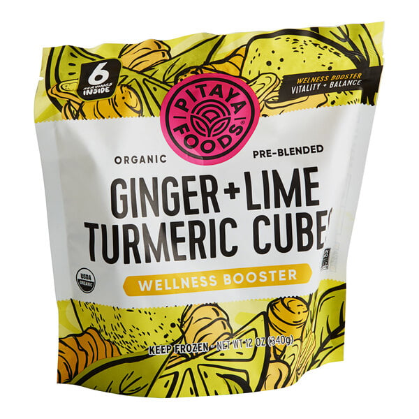 Pitaya Foods IQF Organic Ginger Lime Turmeric Wellness Cubes 12 oz. - 8/Case