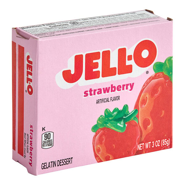 JELL-O Strawberry Gelatin Dessert Mix 3 oz. - 24/Case