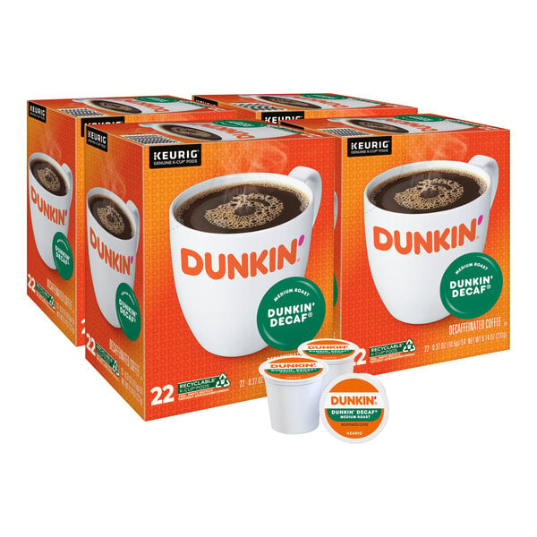 Dunkin' Decaf Original Blend Coffee Single Serve Keurig® K-Cup® Pods - 88/Case