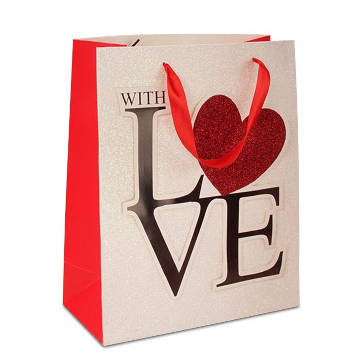 Sparkle Love Applique Euro Tote 7" x 3 7/8" x 9 1/16" Durable Elegant