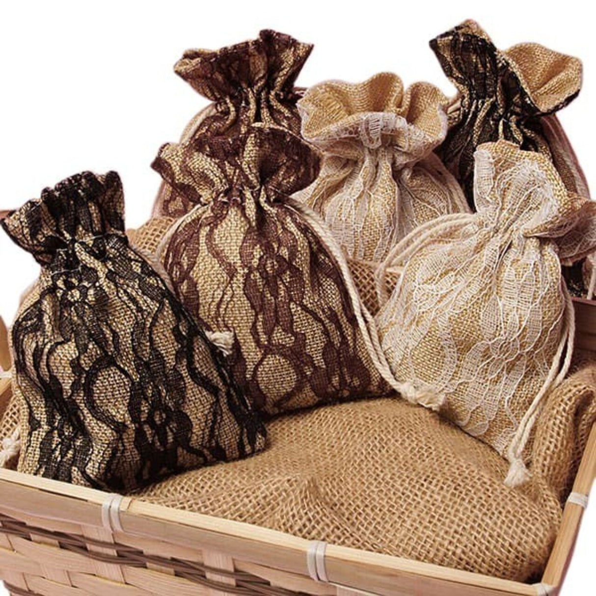 Lace & Burlap Bags 5 '' x 6 1/2 ''