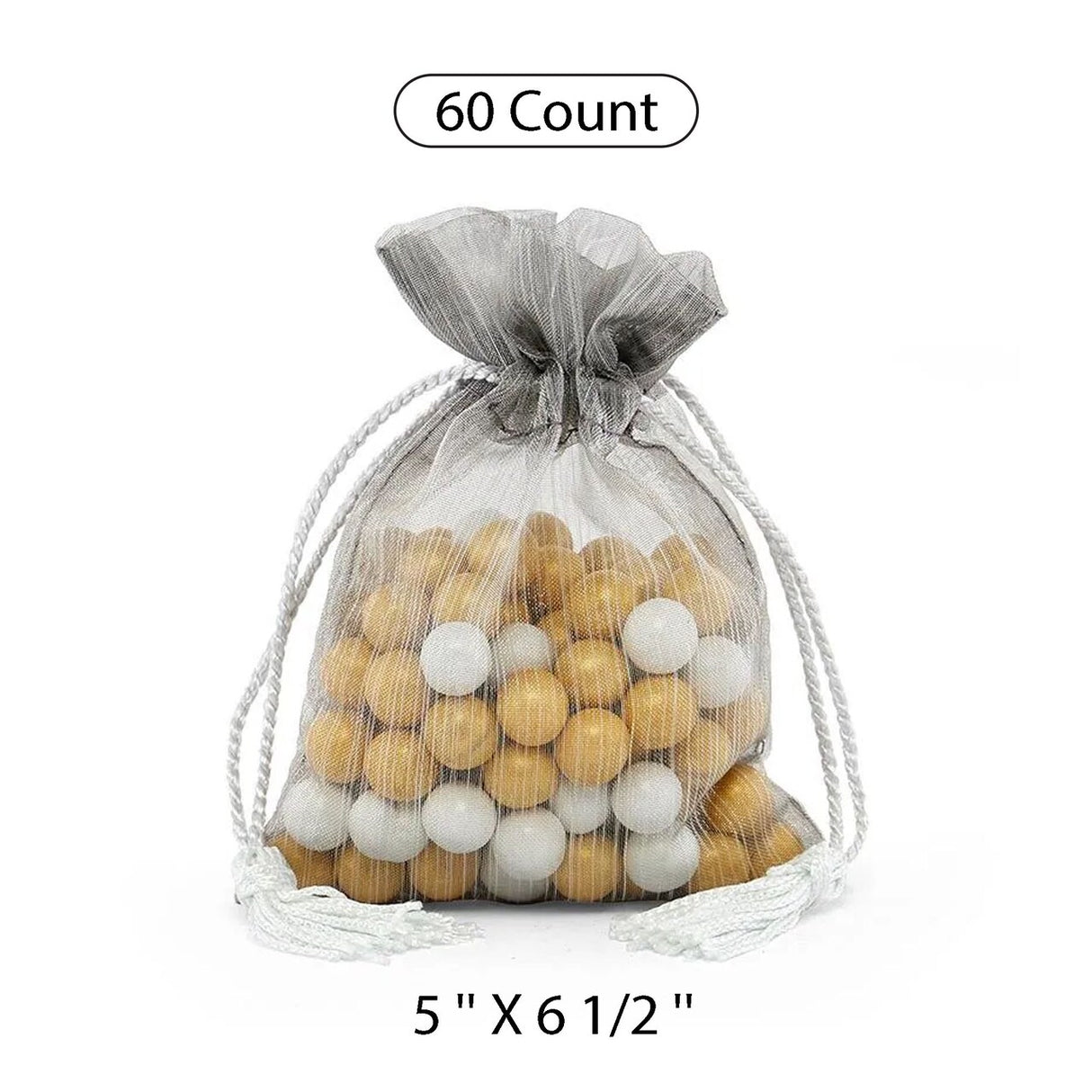 ৫'' x ৬ ১/২'' মাপের ট্যাসেল সহ বিলাসবহুল ব্রাশড অর্গানজা ব্যাগ