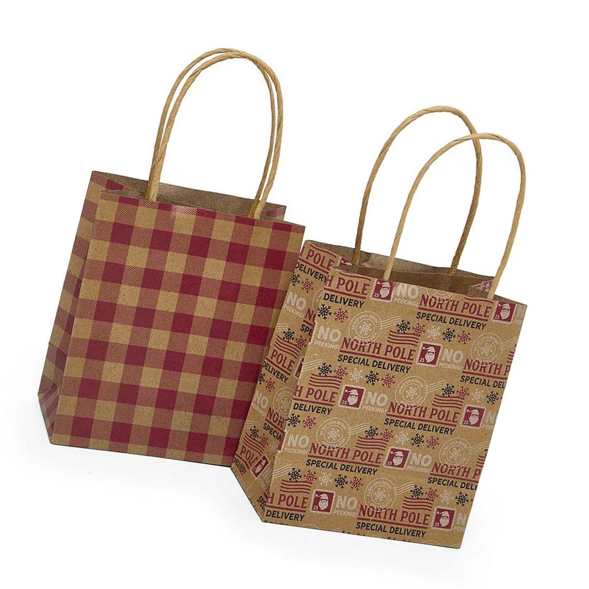 Festive Assorted Holiday Gift Bags 4.5" x 2.625" x 5.375"