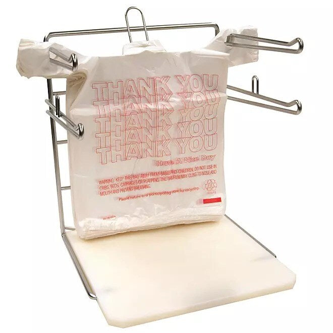Premium Plastic Bags Small T-Shirt Carry-Out Bags, 7" x 5" x 15" | T-shirt carry-out bags