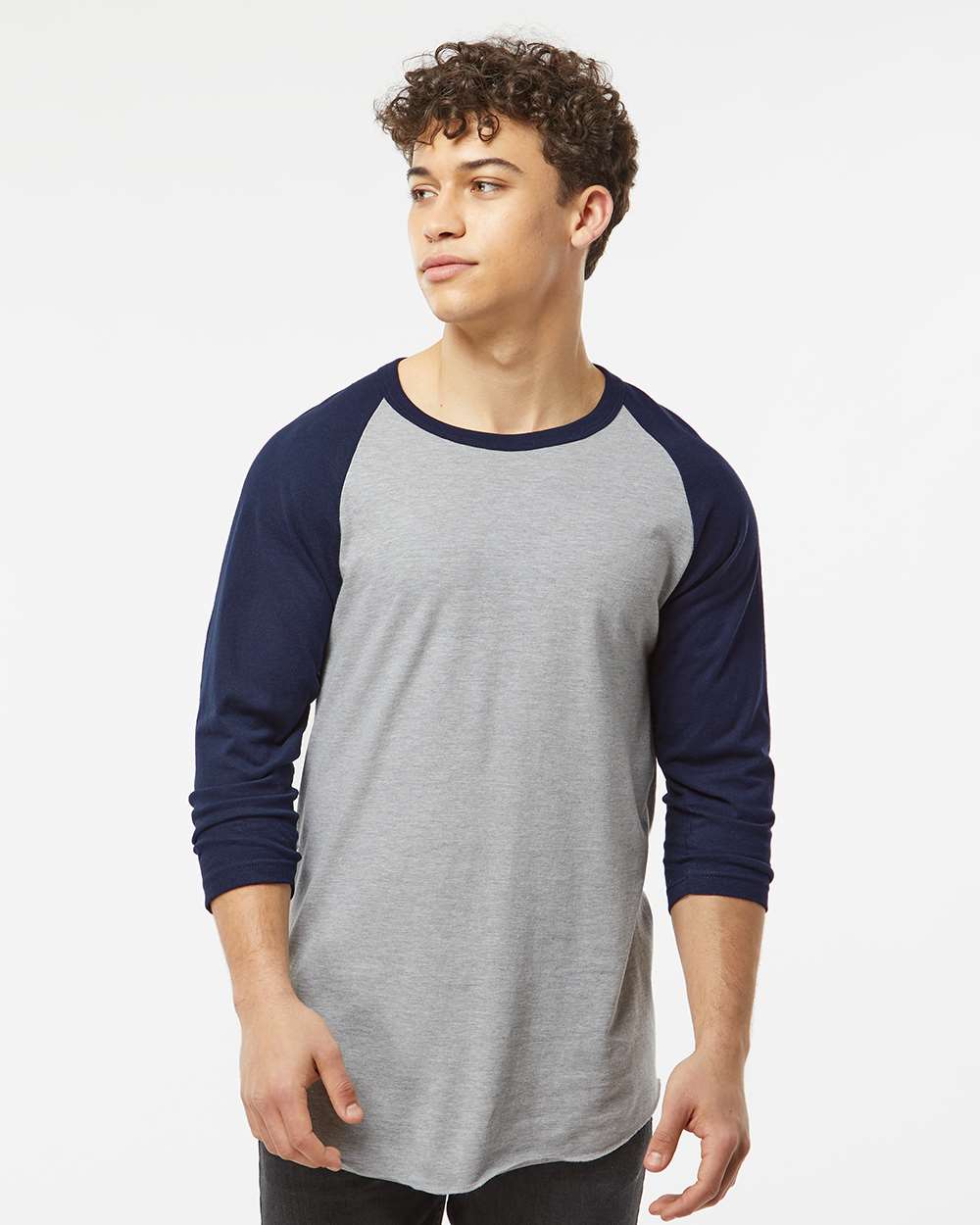 TULTEX® Fine Jersey Raglan Crewneck Three-Quarter Sleeve Tee