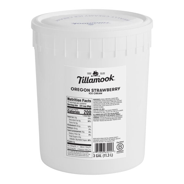 Tillamook Oregon Strawberry Premium Ice Cream with 13.5% Butterfat 3 Gallon