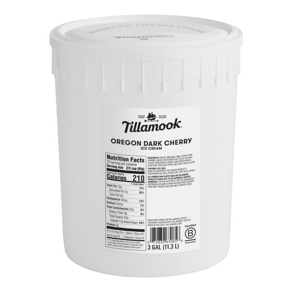 Tillamook Oregon Dark Cherry Premium Ice Cream with 13.5% Butterfat 3 Gallon