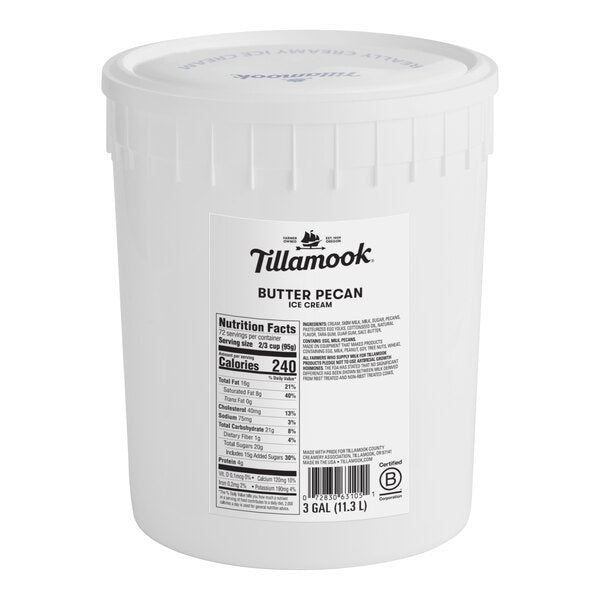 Tillamook Butter Pecan Premium Ice Cream with 13.5% Butterfat 3 Gallon