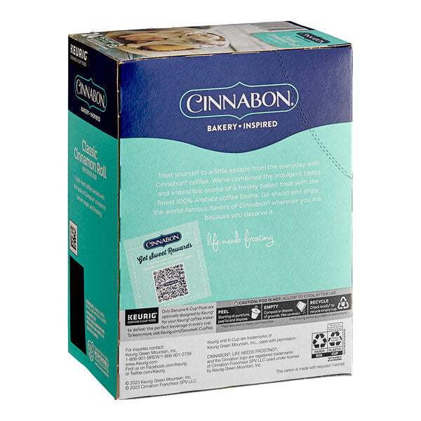 Cinnabon Classic Cinnamon Roll Coffee Single Serve Keurig® K-Cup® Pods - 96/Case