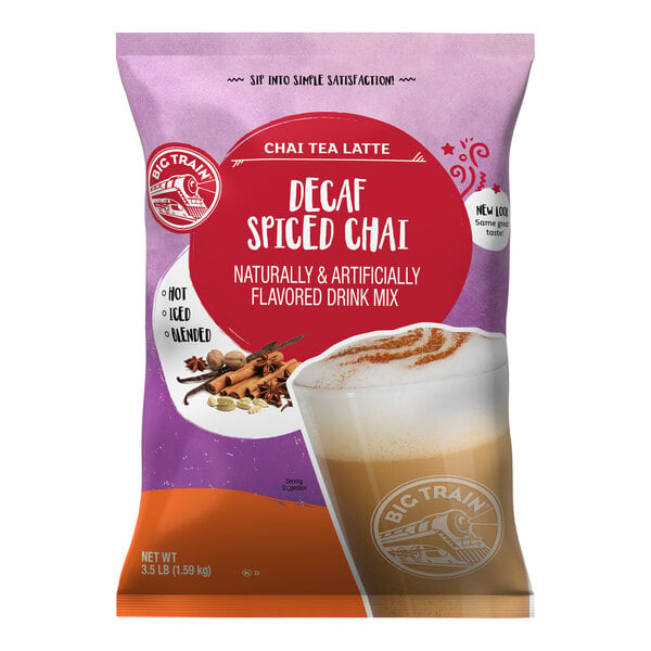 Big Train 3.5 lb. Decaf Spiced Chai Tea Latte Mix - 4/Case
