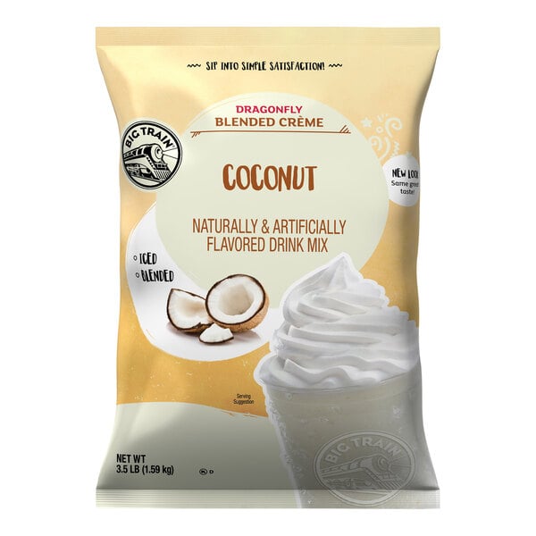 Big Train 3.5 lb. Dragonfly Coconut Blended Creme Frappe Mix - 5/Case