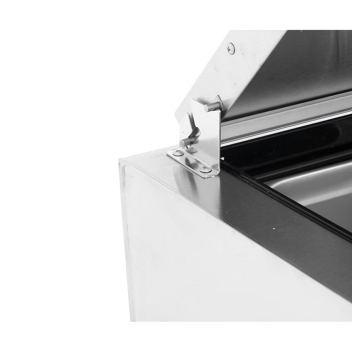 Atosa MPF8201GR Side Mount Refrigerated Pizza Prep Table 44"W X 33.1"D X 44"H with Self-Closing Solid Door