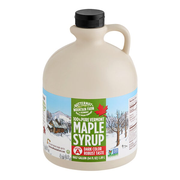 Butternut Mountain Farm Grade A Dark Pure Vermont Maple Syrup 0.5 Gallon - 6/Case