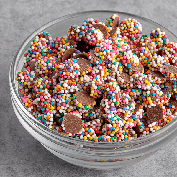 Mini Rainbow Chocolate Nonpareils 10 lb.
