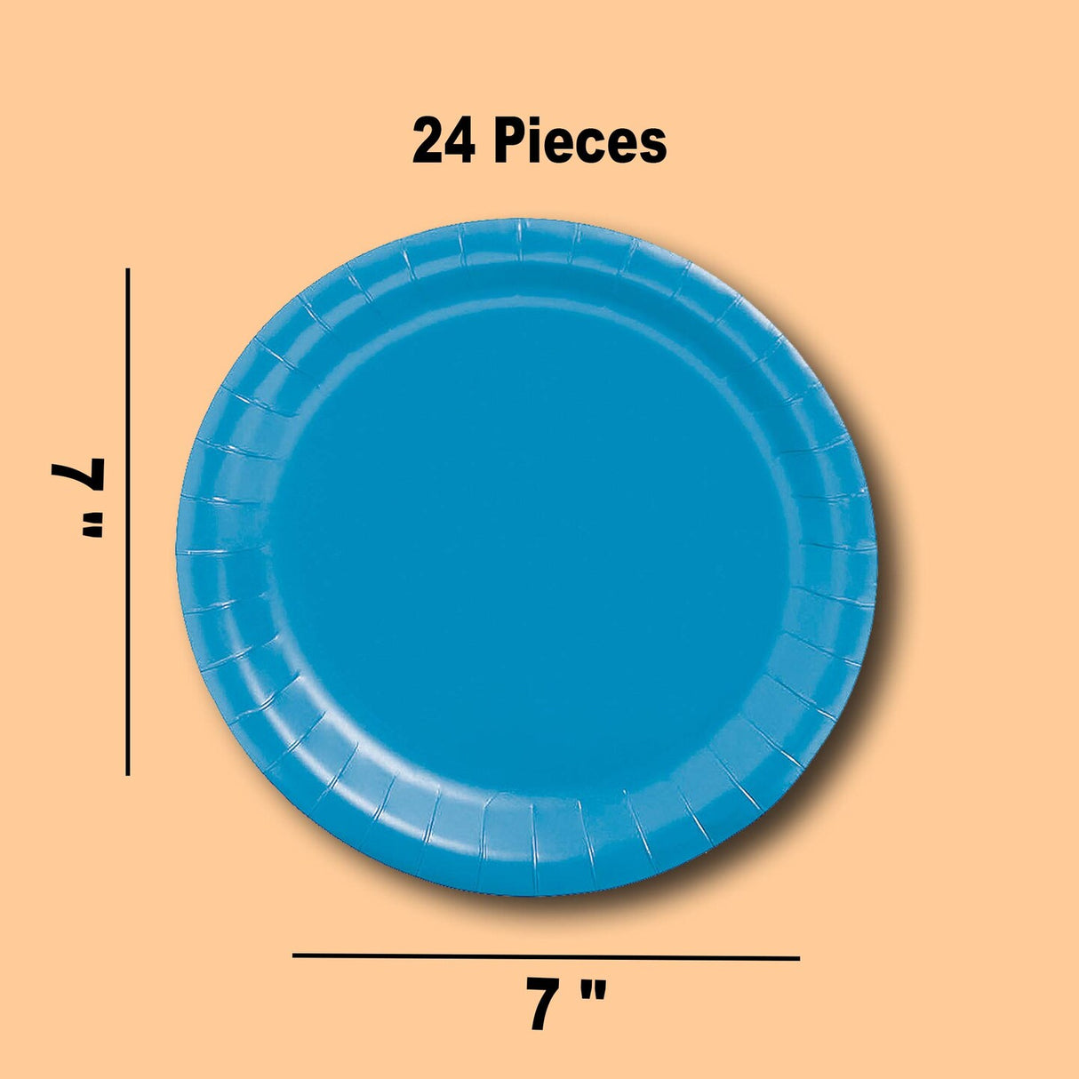 24 Count Solid Color Turquoise Round Paper Dessert Plates 7 Inch for Parties and Events