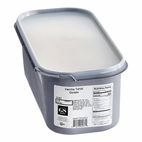 G.S. Gelato Tahitian Vanilla Bean Gelato 5 Liter Container