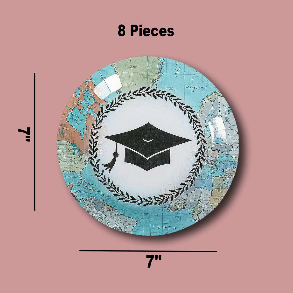 8 Count Graduation Party Grad Adventure Paper Dessert Plates 7 Inch
