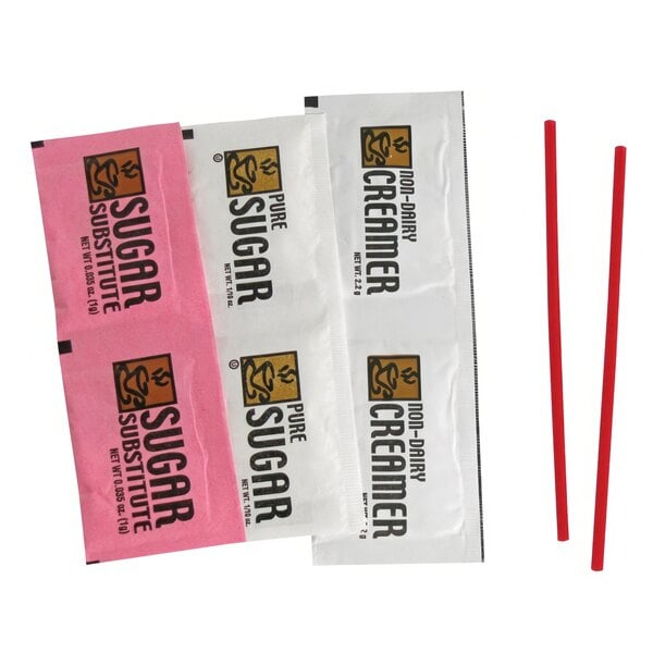 Double Serving Hot Beverage Condiment Kit with Clear Packaging - 500/Case
