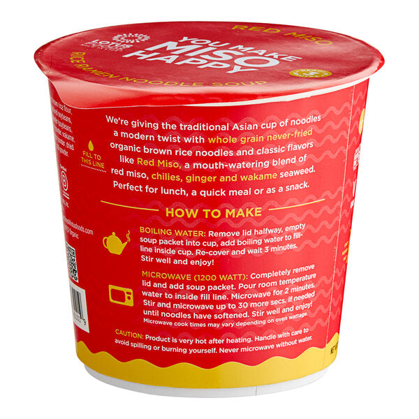 Lotus Foods Red Miso Rice Ramen Noodle Soup Cup 2 oz. - 6/Case
