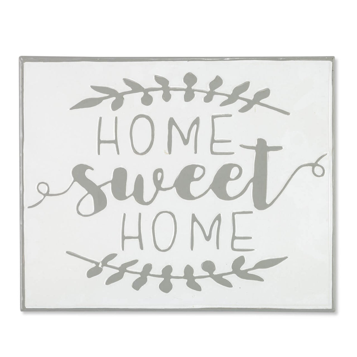 19" White and Grey Metal Enamel Wall Decor