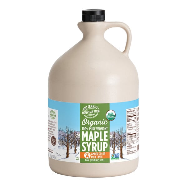 Butternut Mountain Farm Grade A Amber Organic Pure Vermont Maple Syrup 1 Gallon