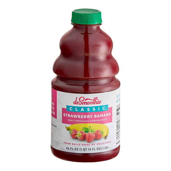 Dr. Smoothie Classic Strawberry Banana Fruit Smoothie Mix 46 fl. oz. - 6/Case