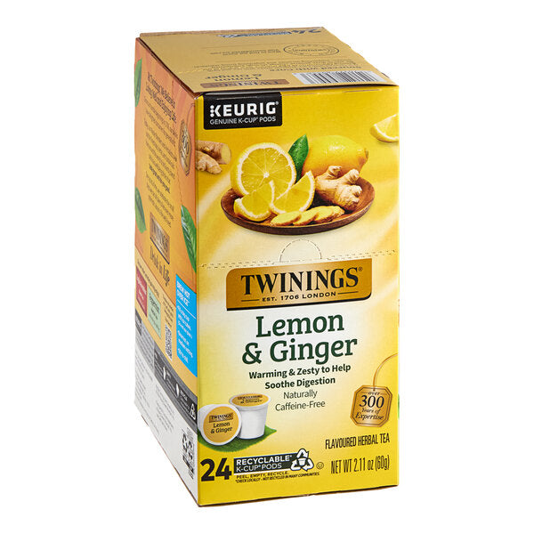 Twinings Lemon & Ginger Herbal Tea Single Serve Keurig® K-Cup® Pods - 24/Box