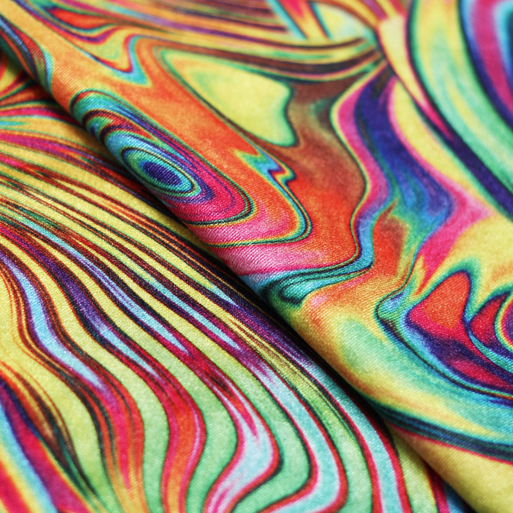 Paint Swirl Polyester Spandex Fabric - Multicolor Abstract Print, 58/60" Width (1 Yard)
