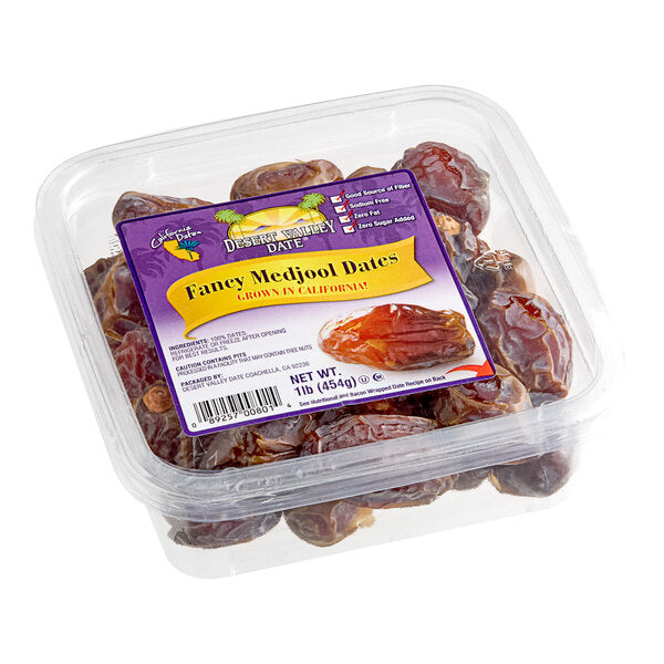 Whole Dried Fancy California Medjool Dates 1 lb. - 24/Case