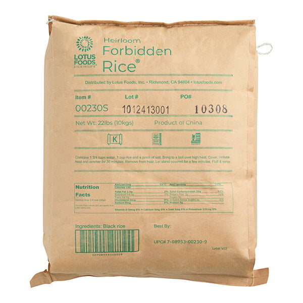 Lotus Foods Medium Grain Forbidden Rice® 22 lb.
