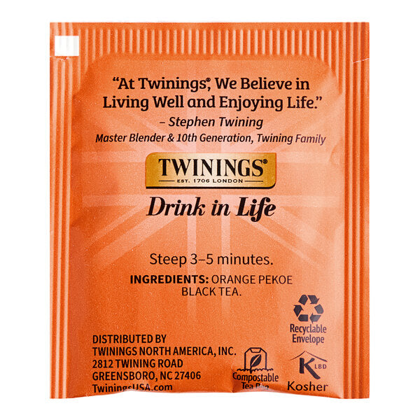 Twinings Ceylon Pure Black Tea Bags - 20/Box