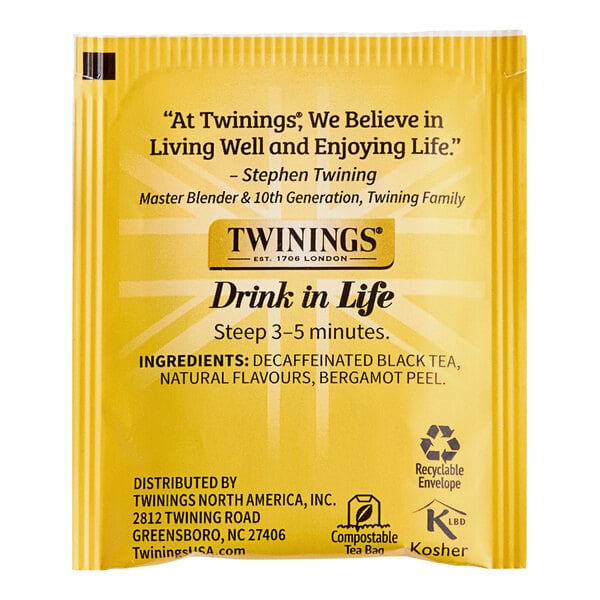 Twinings Earl Grey Decaffeinated Tea Bags - 20/Box