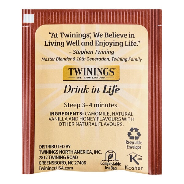 Twinings Chamomile, Honey & Vanilla Herbal Tea Bags - 120/Case