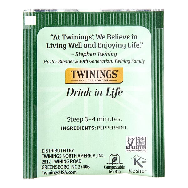 Twinings Pure Peppermint Herbal Tea Bags - 100/Box