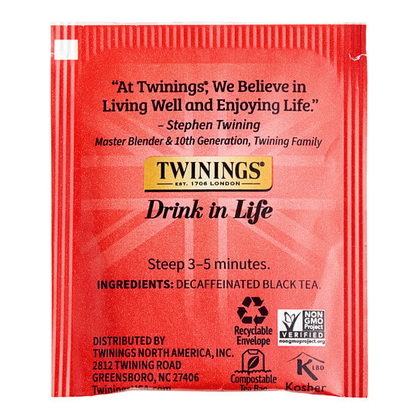 Twinings English Breakfast Decaffeinated Tea Bags - 100/Box