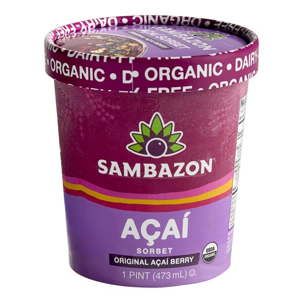Sambazon Organic Acai Sorbet 16 fl. oz. - 8/Case