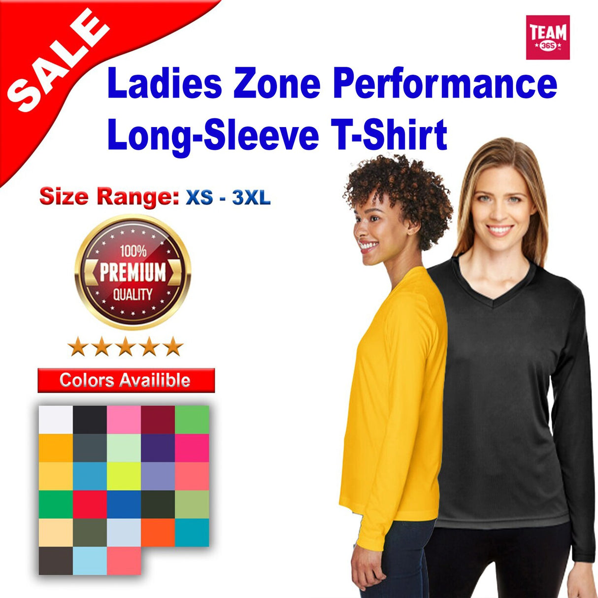 Team 365® V Neck Ladies Zone Performance Long Sleeve T-Shirt