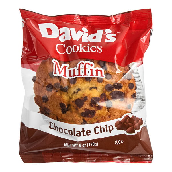 David's Cookies Individually Wrapped Chocolate Chip Muffin 6 oz. - 24/Case
