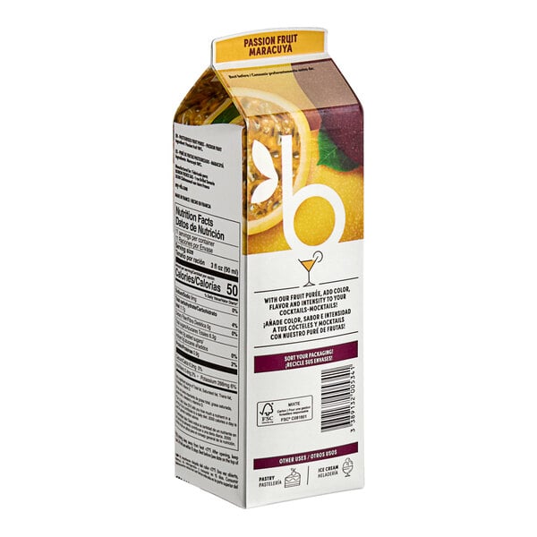 Les Vergers Boiron 100% Passion Fruit Real Fruit Puree 1 Liter - 6/Case