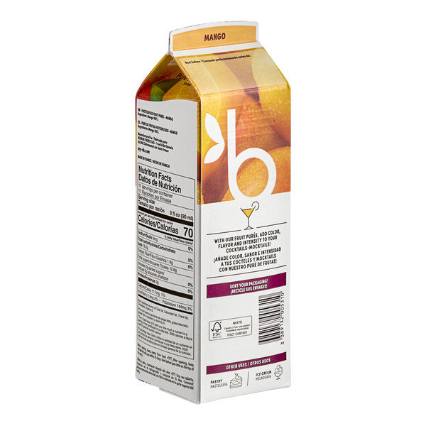 Les Vergers Boiron 100% Mango Real Fruit Puree 1 Liter - 6/Case