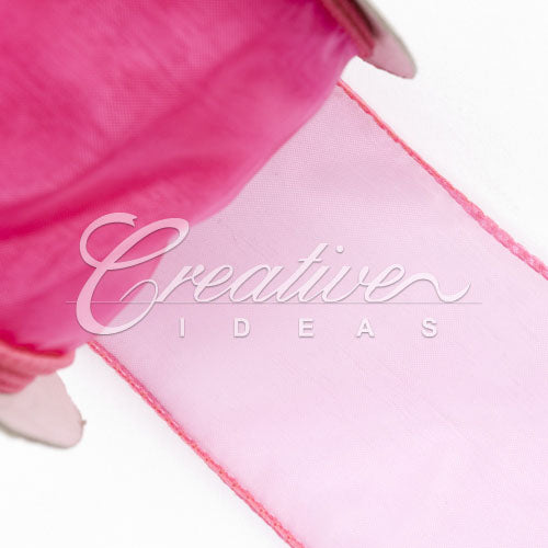 2 1/2" Wired Organza Ribbon - 10 Yards (Hot Pink)