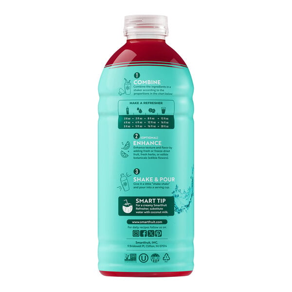 Smartfruit Recharge Dragon Fruit and Elderberry Refresher Beverage 1:1 Concentrate 48 fl. oz. - 6/Case