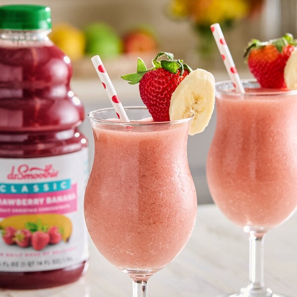 Dr. Smoothie Classic Strawberry Banana Fruit Smoothie Mix 46 fl. oz. - 6/Case