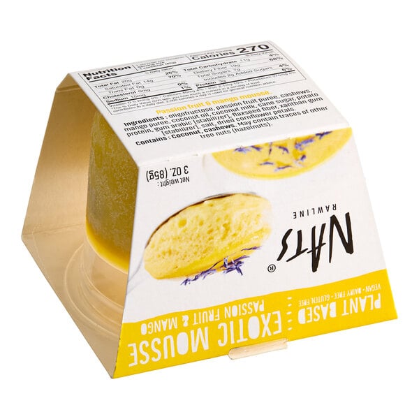 Nats Rawline Plant-Based Vegan Passion Fruit and Mango Mousse Cup 3 oz. - 12/Case