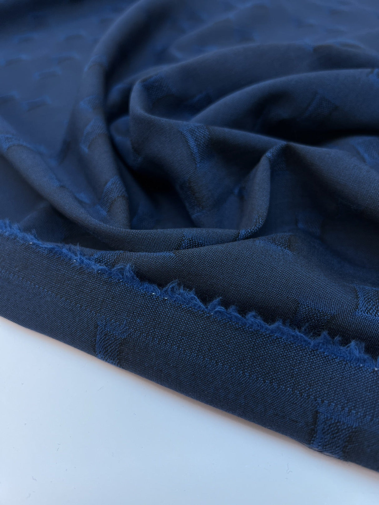 Wool Blue Black Printed Fabric