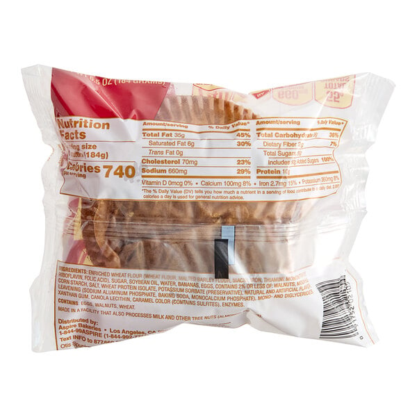Otis Spunkmeyer Individually Wrapped Banana Nut Muffin 6.5 oz. - 48/Case