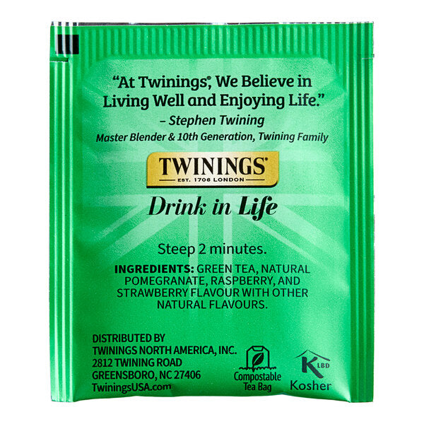 Twinings Green Tea, Pomegranate, Raspberry, & Strawberry Tea Bags - 20/Box