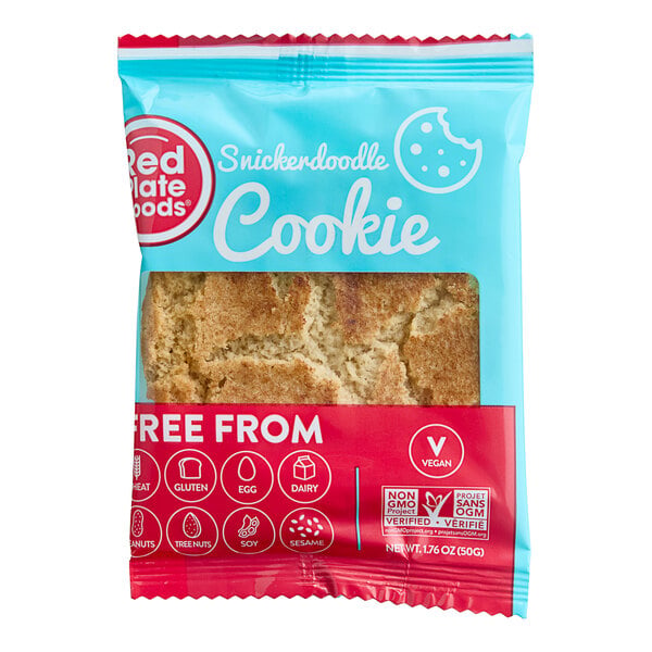 Red Plate Foods Individually Wrapped Vegan Snickerdoodle Cookie 1.76 oz. - 12/Case